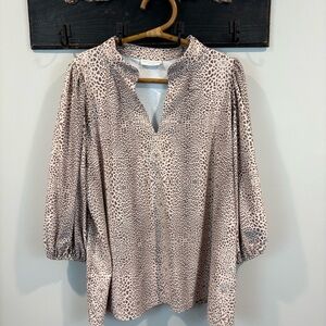 Smith & Quinn Leopard Animal Print Stretch Knit Tunic Top Size XL